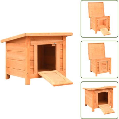 Katzenhaus 50x46x43,5 cm Kiefernholz & Tannenholz - Katzenhaus - Outdoor Katzenschutz - Holz Tierheim - Gartenhäuschen Für Katzen - Katzenmöbel