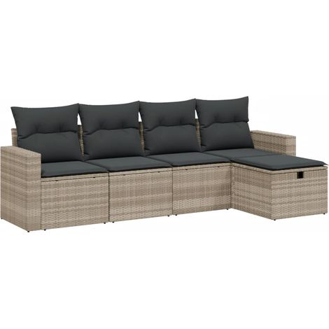 Maison Exclusive - Set de sofás jardín y cojines 5 pzas ratán sin (1/4)