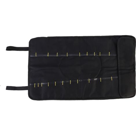 JSSEVN - Oxford Rolling Tool Case with Compartments for Pliers, Screwdrivers and Wrenches, Portable Pouch with Strap Closure, Black, 58x35.3cm (1/5)