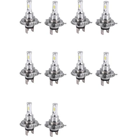Ensemble de 10 ampoules de phare LED H4 9003 HB2, adaptées aux feux de route et de croisement, luminosité de 35 W, 4000 lumens, blanc 6000 K. (1/5)