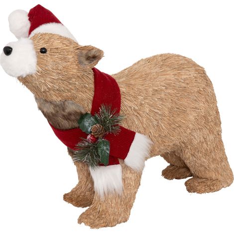 Déco de Noël Ours Marron avec Bonnet Rouge L 54 cm - Feeric Christmas (1/3)