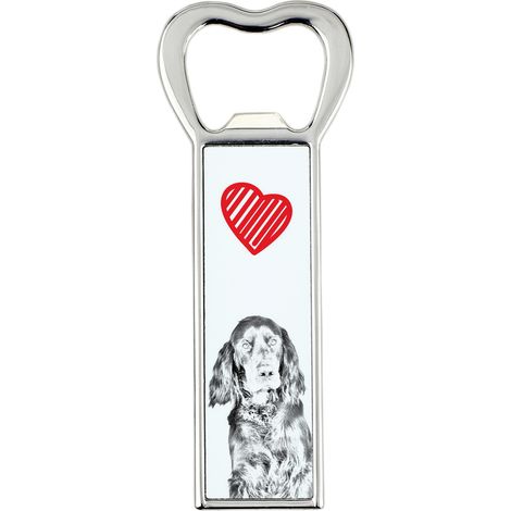 Apribottiglie con l'immagine di un setter scozzese e di un Gordon Setter, apribottiglie personalizzato per frigorifero, regalo unico per uomo firmato Art-Dog. (1/5)