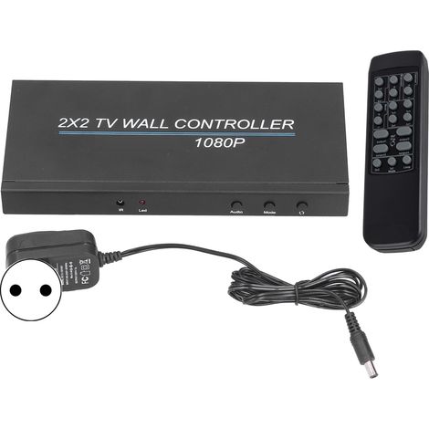 2x2 HD-Videowand-Controller – Multimedia-Prozessor für Fernseher mit HD-Eingängen – EU-Stecker