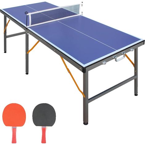 Mesa de ping pong plegable, incluye paletas y pelotas, color azul. (1/2)