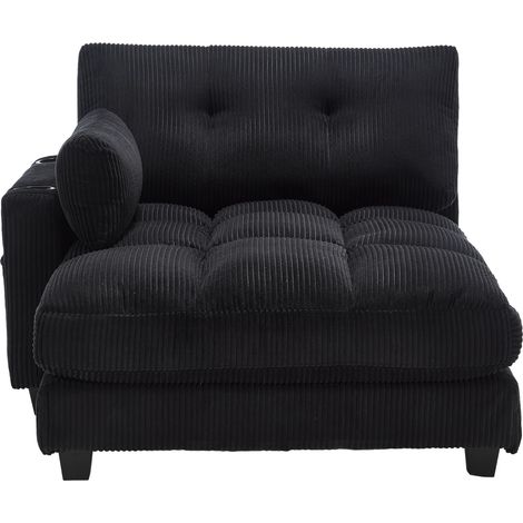 CHICFURN Poltrona relax 140x112x81 cm velluto a coste nero USB, portabicchieri soggiorno (1/5)