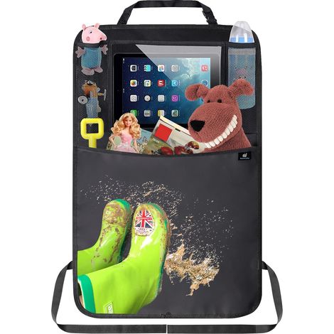 Organisateur de Voiture, Protecteurs de Siège de Voiture, Kick Mats pour Bébé/Enfant, Protection Siege Imperméable avec Multi-Poches Rangements et Support Transparent pour Tablettes (1/5)