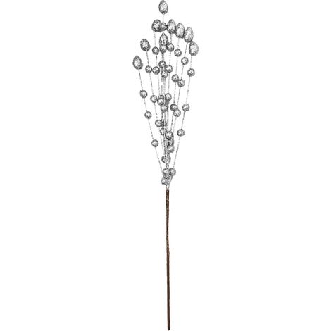 Künstlicher Beerenstiel, Weihnachtsglitzer-Beerenzweig, simulierter Zweig zur Dekoration, Silber (1/3)