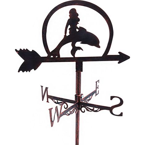 Girouette sirène en métal vintage indicateur de direction pour extérieur jardin toit paddock décoratif girouette (1/5)