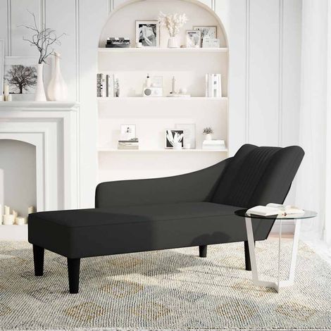 Fauteuil relax Fauteuil long avec accoudoir droit noir velours (1/5)