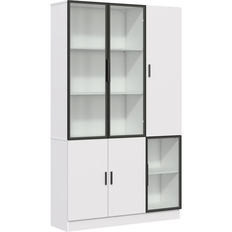 Vetrina in legno con ante in vetro temperato e LED 120 x 35 x 200 cm bianca (1/5)