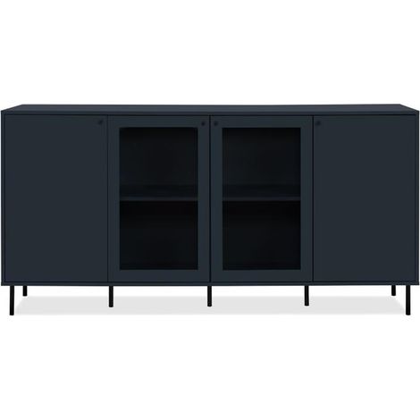 Credenza moderna 180cm con ante in vetro e ripiani colore blue navy - Caracas (1/5)