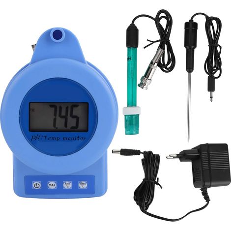 Mini rilevatore di qualità dell'acqua online, sonda indipendente, misurazione ad alta precisione, rilevatore di pH, display dati, tester di temperatura, misuratore, spina UE, DC6V 220-240V (1/5)