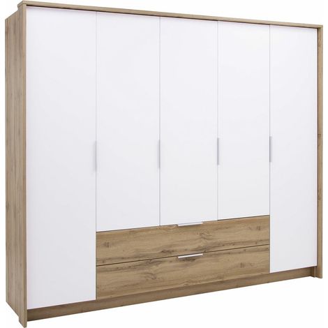 Armoire Honolulu 147 , 217x255x65cm, Portes d'armoire: Avec des charnières, Nombre d'étagères: 12