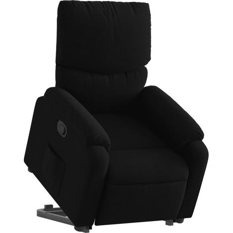 Poltrona relax TV rivestimento confortevole funzione sollevamento elettrico in tessuto nero DEC028103