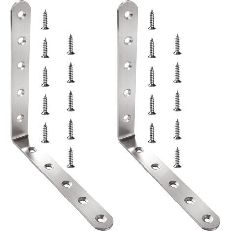 2 Pièces 150x150x20x3 mm Equerre Fixation Forme de L Équerre, Équerre de Coin en Acier Inox, Support de 90 Degrés, Support Angle Droit, avec 20 Pièces Vis, pour Bois Meubles Placard (1/5)