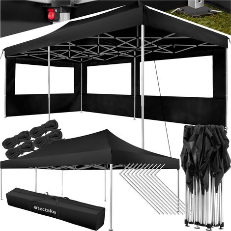 Pavillon de jardin 6x3m avec cadre en aluminium polyester étanche noir (1/5)