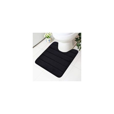 Tapis de bain en mousse à mémoire de forme - Support antidérapant - Doux - Absorbant l'eau - Pour WC et salle de bain, Mousse à mémoire de forme, Noir , 50 x 60 cm (1/4)