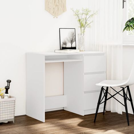 Bureau informatique Table d'ordinateur - Blanc 90x45x76 cm Aggloméré BV954488 - BonneVie (1/5)