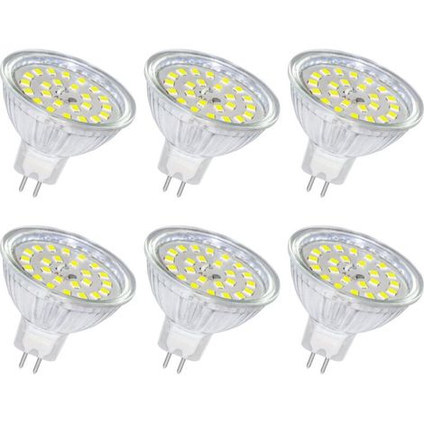 MR16 Ampoule GU5.3 LED 12V 5W Blanc Froid 6000K, 500LM Non Dimmable, Equivalent à 50W Halogène, Ampoule Spot LED MR16 GU5.3 pour Plafonnier, Éclairage Paysager, 6 pièces [Classe énergétique F]