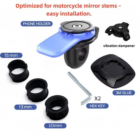 Support de téléphone pour moto avec amortisseur, support de téléphone pour vélo de type poteau de rétroviseur, adapté aux scooters électriques et aux VTT. (1/5)