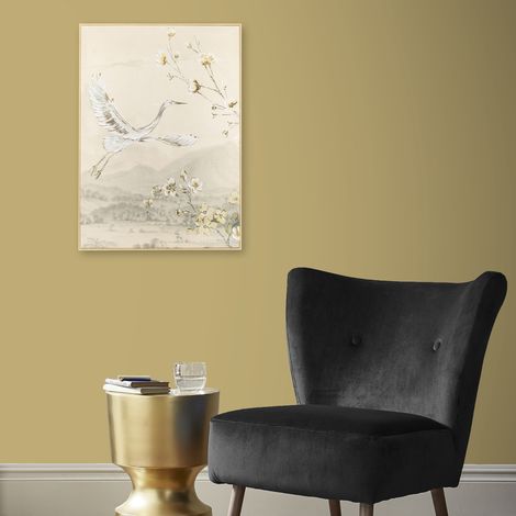 Toile encadrée Grue, détails peints à la main 50 x 70cm Beige, or (1/5)