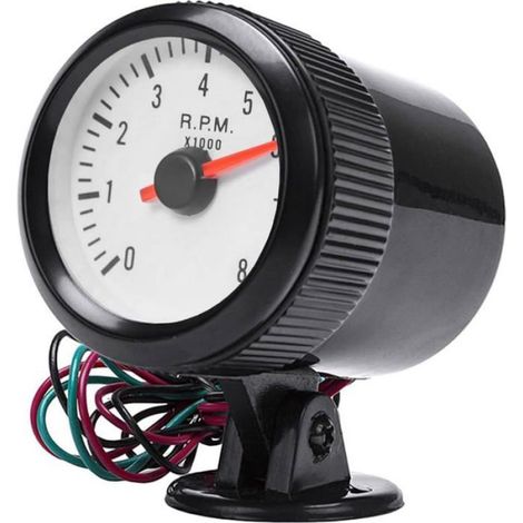 Tachymètre Automobile - 52 mm - 0 à 8000 tr/min - Alimentation 12 V DC - Éclairage Rouge/Châssis Bleu - Universel Voiture Camion Bateau - 1 Pièce (1/5)