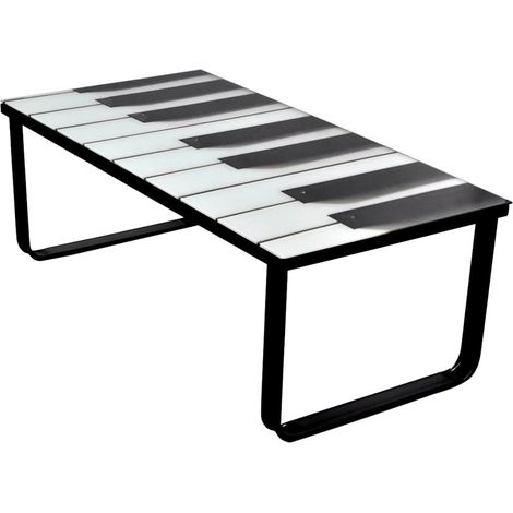 Maison Exclusive - Table basse avec impression de piano Dessus de table en verre (1/5)