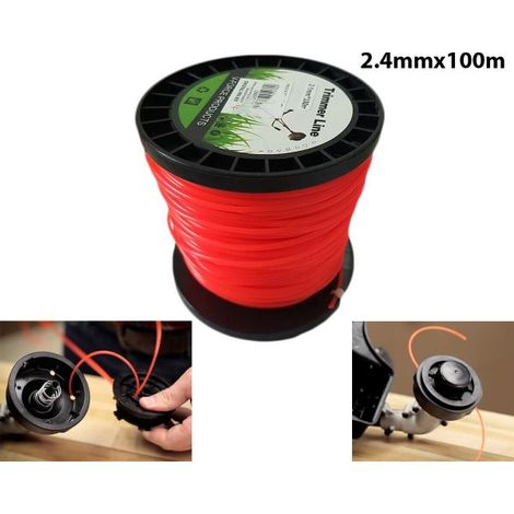 FILO PER DECESPUGLIATORE TONDO 2,4mm bobina 100mt taglaerba cavo matassa ROSSO