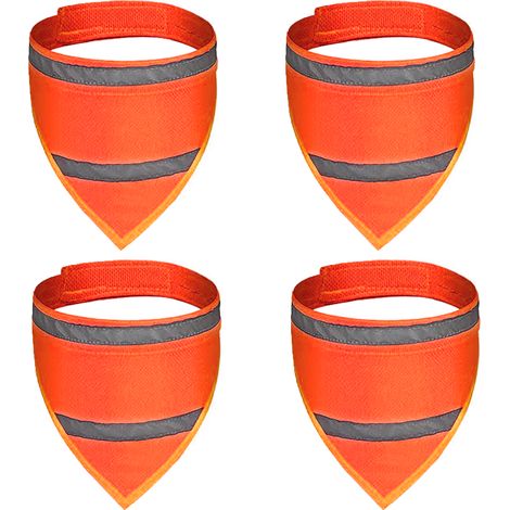 Bandana Réfléchissante Pour Chien - Bandana Sécurité Nocturne Avec Bande Réfléchissante - Idéal Marche Soirée Camping Randonnée - Lot de 4