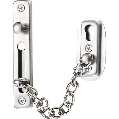 CCYKXA Security Chain, 304 Stainless Steel Door Chain, Door Chain Lock with Screws, Used for Family Hotel Interior Doors and Windows, Brushed Chrome Silver