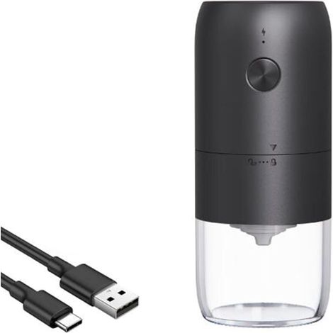 Moulin à café électrique, moulin à café électrique portable, moulin à café sans fil avec réglage de mouture multiple, brosse de nettoyage incluse, USB (1/5)