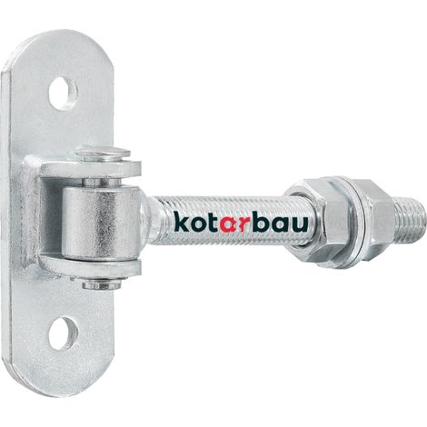 KOTARBAU® Charniere Portail - Acier - 130 mm M16 - Argenté - Charnière Réglable pour Portillon Extérieur - Gond Portail Lourd - avec Plaque de Fixation - Gond Réglable Galvanisée