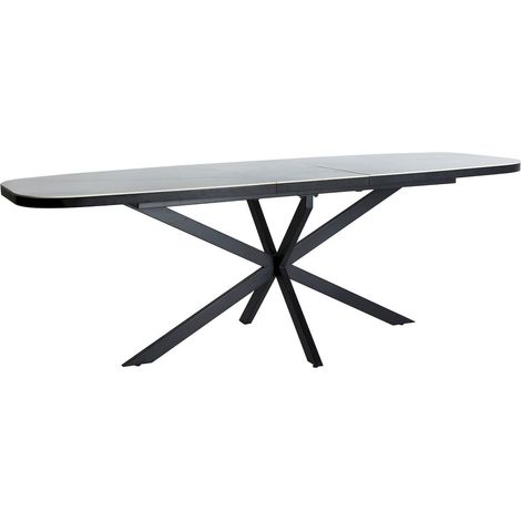 Table extensible contemporaine en bois mdf blanc et céramique - Blanc céramique et noir élégant (1/5)
