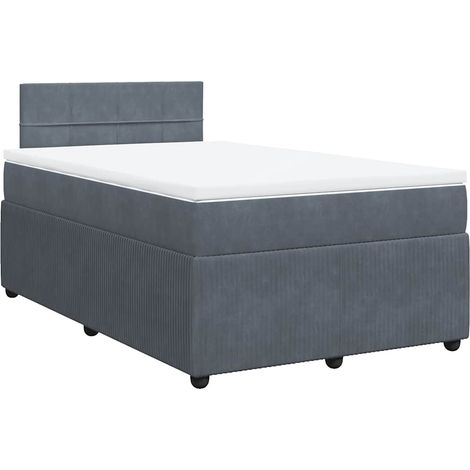 Lit double  Lit adulte  Sommier à lattes de lit et matelas Gris foncé 120x200cm Velours