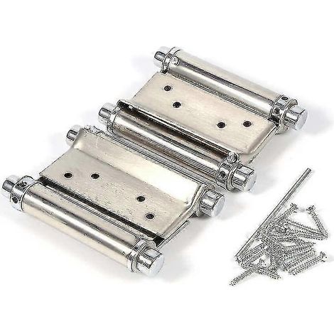 3 pouces en acier inoxydable Double Action Charnière de porte à ressort pour Saloon Cafe Door Shop Swing- Argent, 2pcs (1/4)