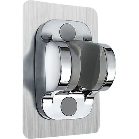 Support de douche mural sans perçage universel - support pommeau réglable argent (125×80 mm) (1/4)