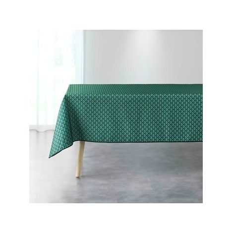 Nappe antitache rectangulaire - 150 x 240 cm - Art déco vert - Vert (1/3)