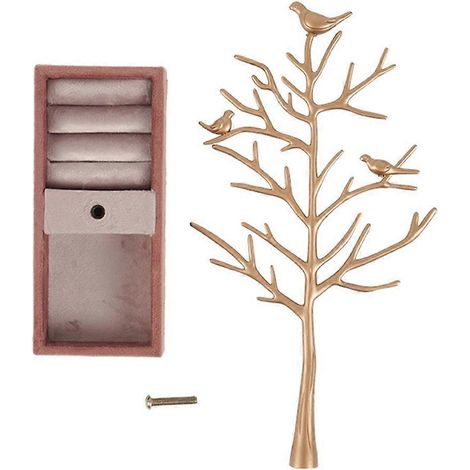 Schmuckständer mit Vogel- und Naturmotiven, luxuriöser, leichter Samt-Ständer für Ringe und Halsketten, Schmuckaufbewahrungsständer (1/5)