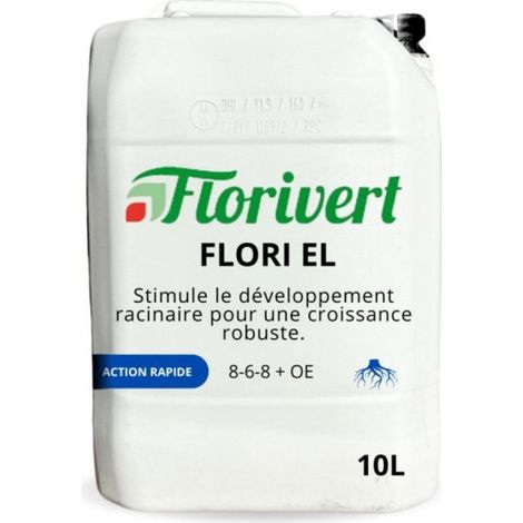 Engrais liquide Flori EL 8-6-8   OE 10L favorise le feuillage et les racines, pour arrosage ou pulvérisation - Florivert (1/3)
