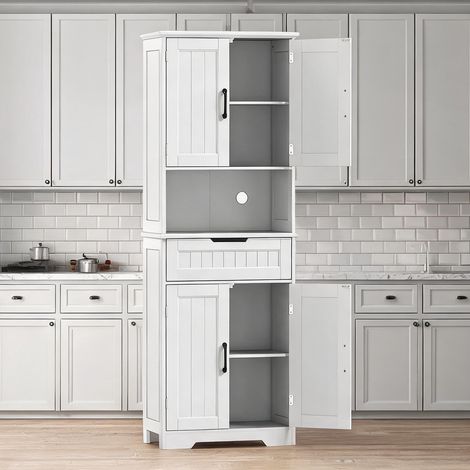 Buffet blanc en MDF 60 x 30 x 172 cm (1/5)