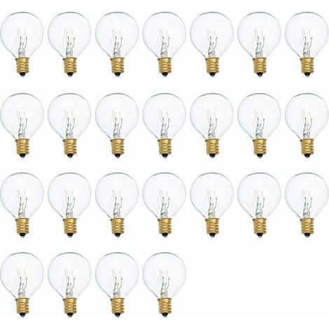 G40 replacement bulbs, G40 light bulb, 7 W, 220–240 V, clear spherical shape, E12 base, pack of 25, cool white (1/5)