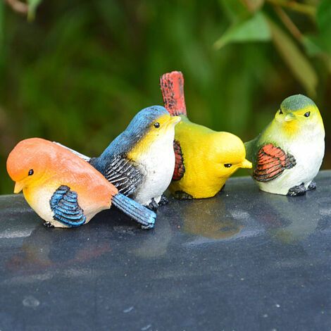 Décoration d'oiseau, Oiseaux décoratifs, Oiseaux, Oiseaux pour décoration de jardin, Oiseaux, Décoration de figure animale, Pelouse, Jardin, Cour, Ornements (4 pièces) (1/4)