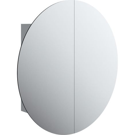 Armoire murale de salle de bain - Meuble de rangement miroir rond et LED Gris 54x54x17,5 cm fr3080 - Maison La Vie (1/5)