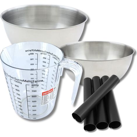 Set pâtisserie avec 4 moules tube 13 cm, 2 bols à mixer, verre mesureur et spatule Zenker (1/5)