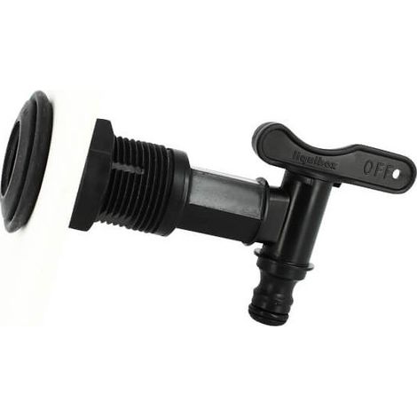 Multicuves – Passe-paroi auto-étanche mâle 1'' – femelle 3/4'' – robinet PEHD pour récupérateurs d'eau – installation simple sans accès intérieur (1/5)
