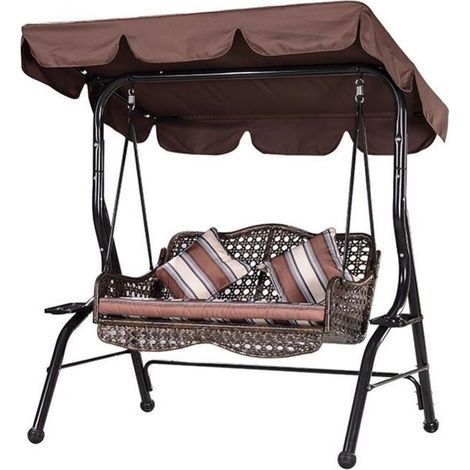 210D Housse De Rechange pour Siège De Balançoire Imperméable À l'eau Jardin Housse Chaise Hamac coffee-142 120 18cm, (1/5)