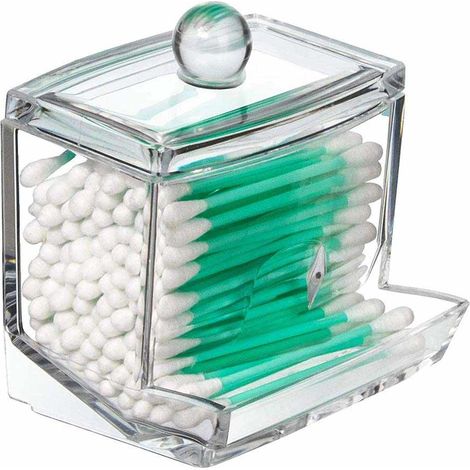 Aufbewahrungsbox für Wattestäbchen – Acryl-Aufbewahrungsbox für die Arbeitsplatte zur Aufbewahrung von Medikamenten, bietet Platz für Wattestäbchen, Haarspangen, Zahnstocher, Wattebällchen und mehr. (1/5)