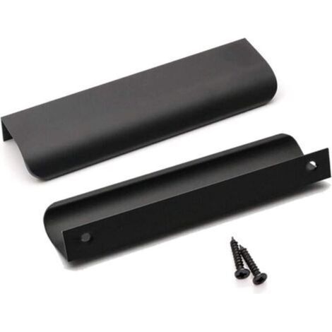 Set mit 10 schwarzen Küchenmöbelgriffen, schwarzer Küchengriff, schwarzer Profilgriff, mattschwarzer Möbelgriff aus Aluminiumlegierung, Mittenabstand 128 mm, Länge 150 mm (Schwarz) (1/4)