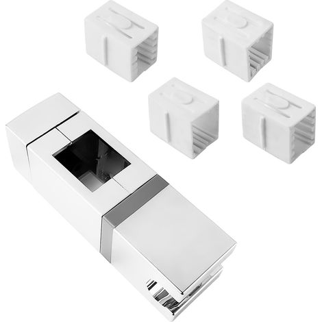 Support Douchette RéGlable, Support Pommeau de Douche Sans Percage Carré, Support de Douche avec Quatre Tailles, pour Barre de Douche à Rail Rectangulaire (Argent) (1/5)