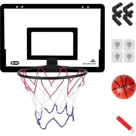 Transparente, hängebare Mini-Basketballwand für Türen – ohne Bohren – mit Korb, Netz, 4 Haken und 1 Basketball (1/5)